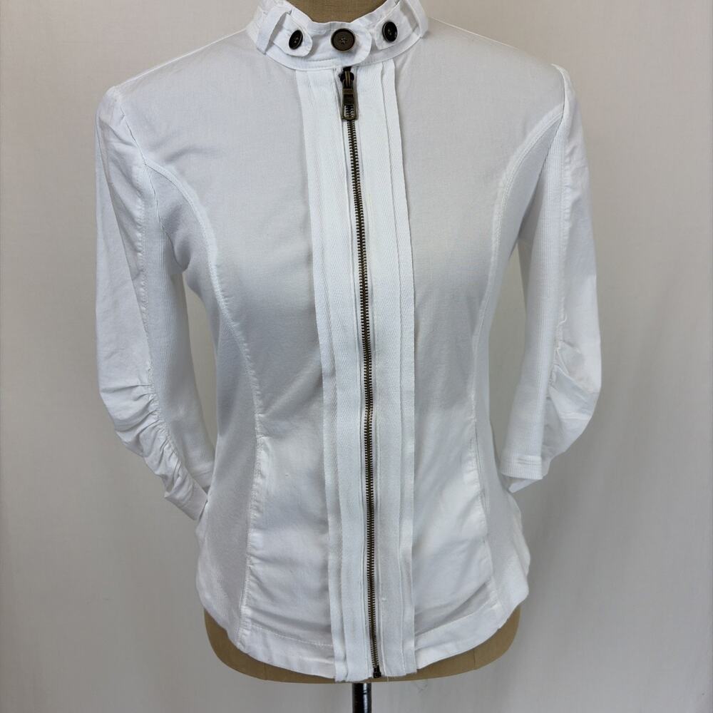NWT XCVI wearables "Janet" White 3/4 Sleeve Ruched Jacket XS #0660